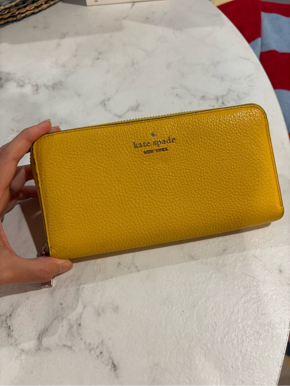 Kate Spade Yellow Pebbled Leather Zip-Around Wallet